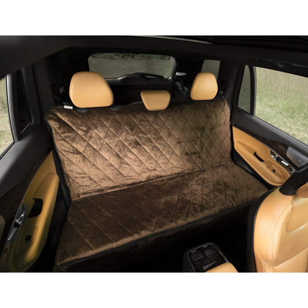 Plush Paws Products Quilted Velvet Waterproof Car Seat Cover. Chocolate. Regular