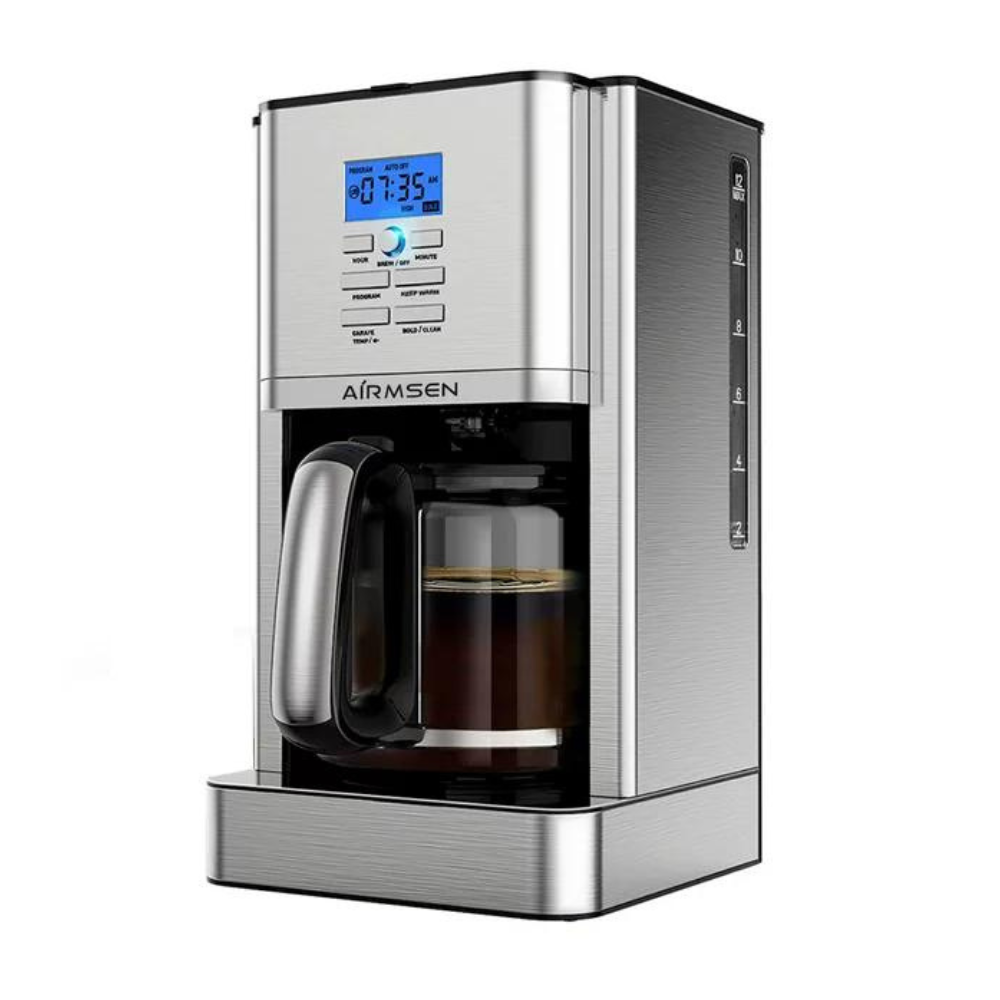 Airmsen Stainless Steel 12 Cup Drip Coffee Maker Self-Cleaning