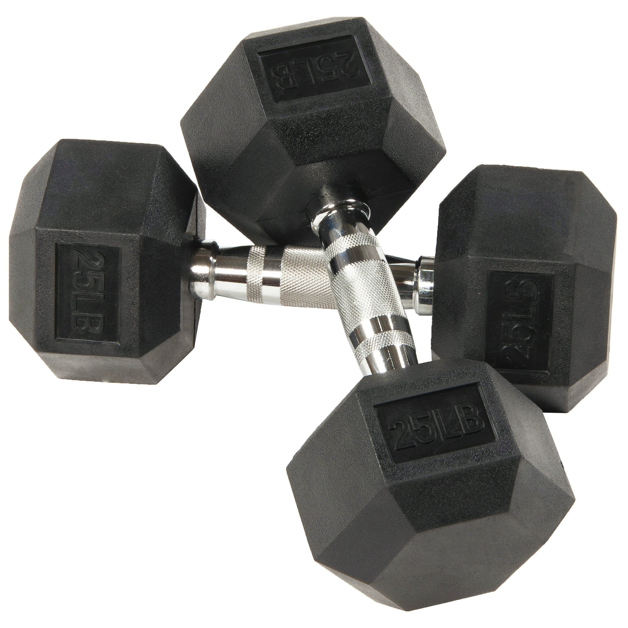 BalanceFrom Rubber Hex Dumbbells. 25 lb. Pair. Black