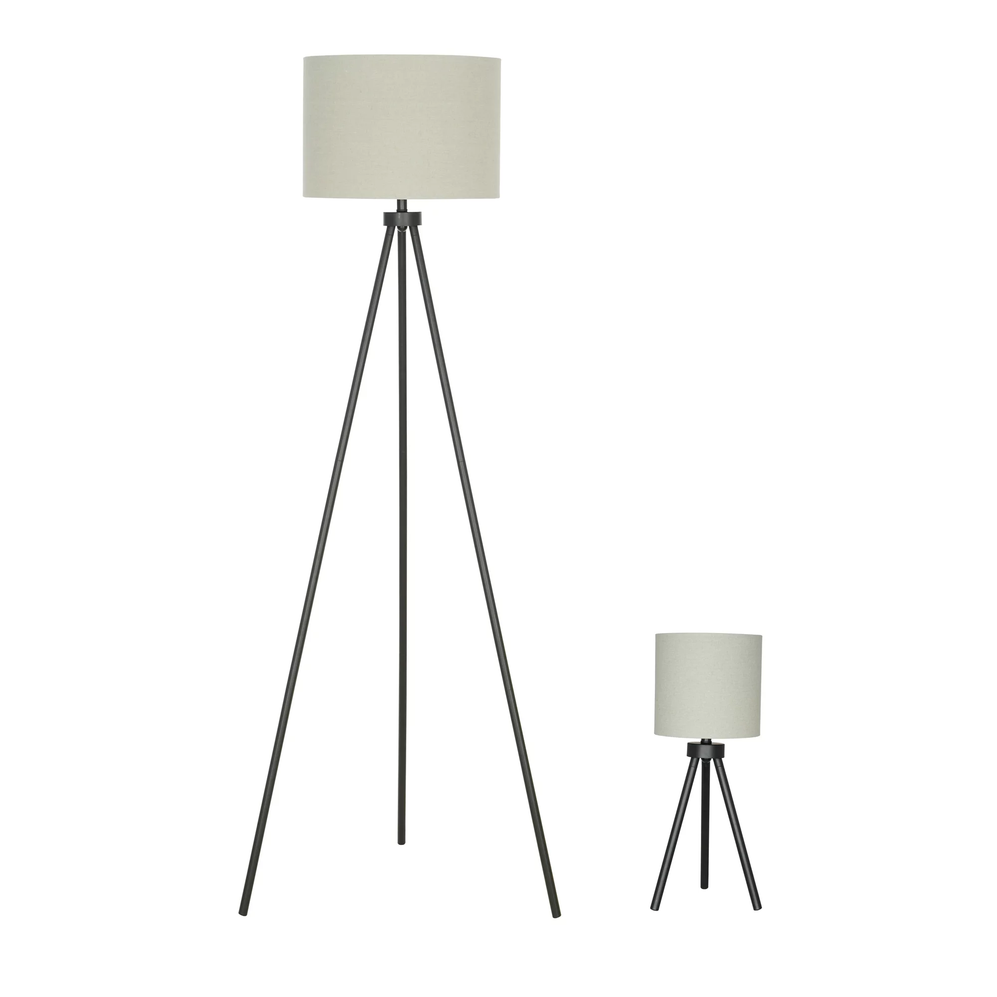 Better Homes & Gardens Modern Tripod Table & Floor Lamp Set. Black