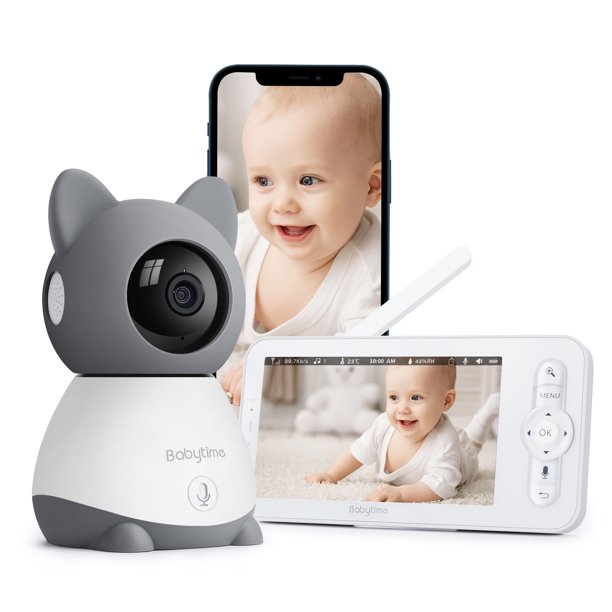 BabyTime Video Baby Monitor. BabyTime 5″ Color Display with 1080P Pan/Tilt Camera. Infrared Night Vision