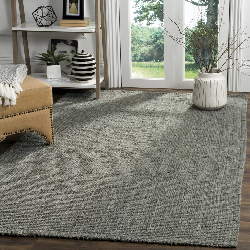 Highland Dunes Calidia Handmade Flatweave Jute/Sisal Grey/Green Rug