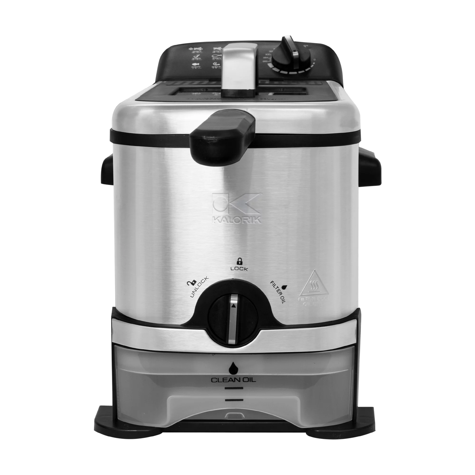 Kalorik 3 Liter/3.2 Quart Deep Fryer with Oil Filtration. Stainless Steel