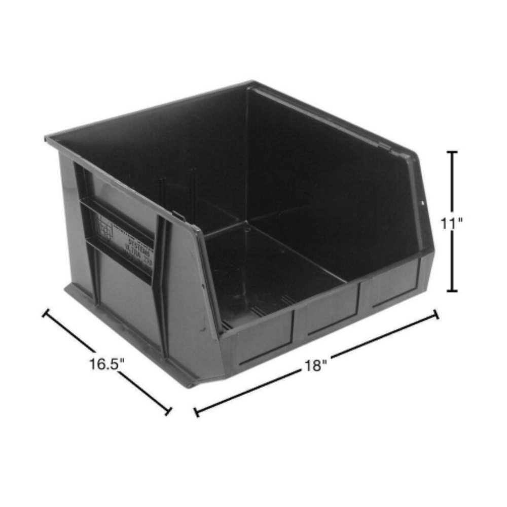 Quantum Storage Systems Ultra Series Stack and Hang 8.9 Gal. Storage Bin in Black (3-Pack)