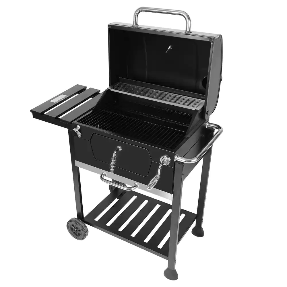 Royal Gourmet 24 In. Charcoal Grill In Black With 1-Side Table