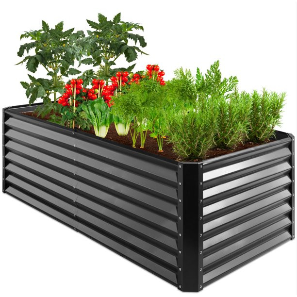 Best Choice Products 6x3x2ft Outdoor Metal Raised Garden Bed. Planter Box. Gray