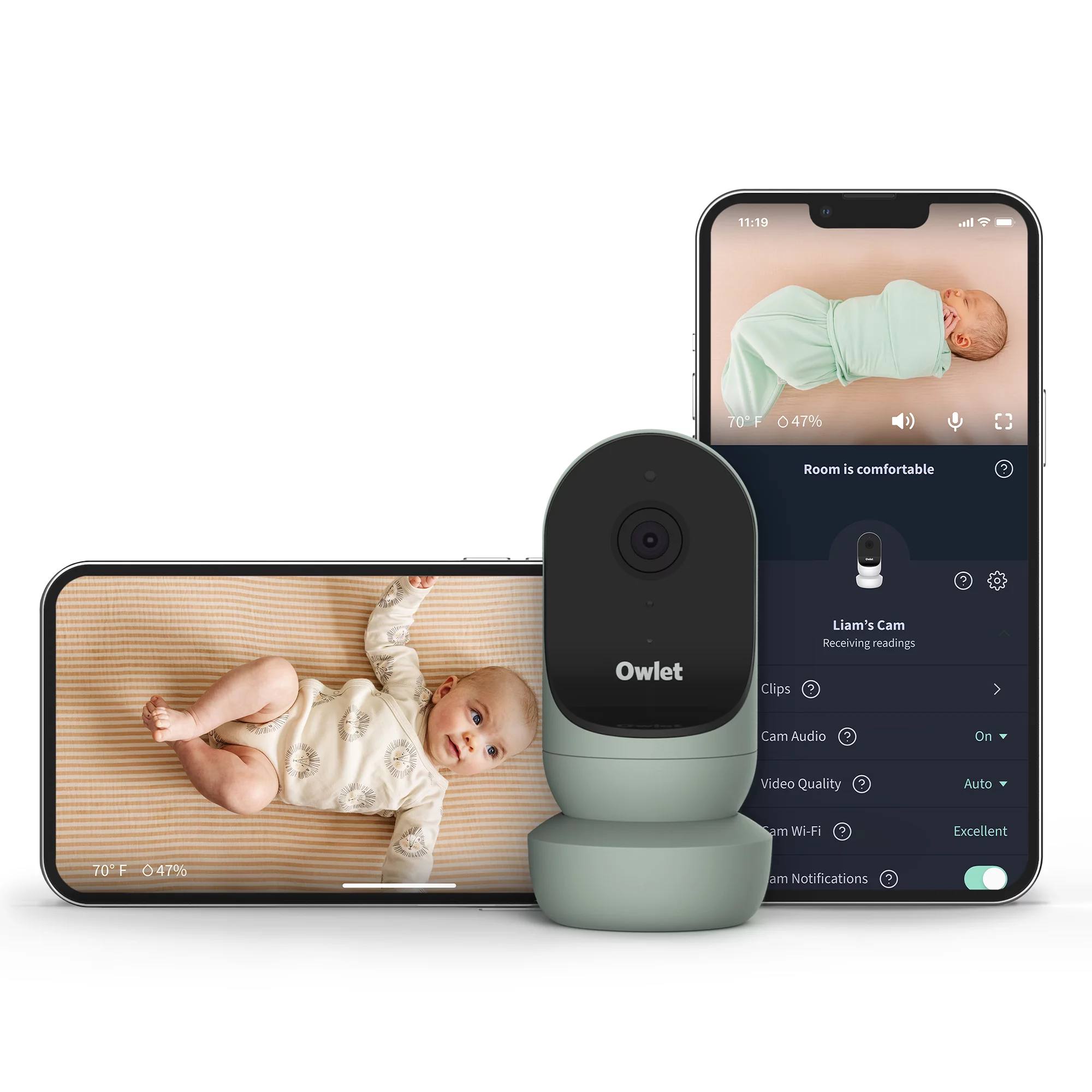Owlet Cam 2 Smart Portable Video Baby Monitor. HD Video Camera. Encrypted WiFi. Temp. Night Vision. 2-Way Talk. Sleepy Sage