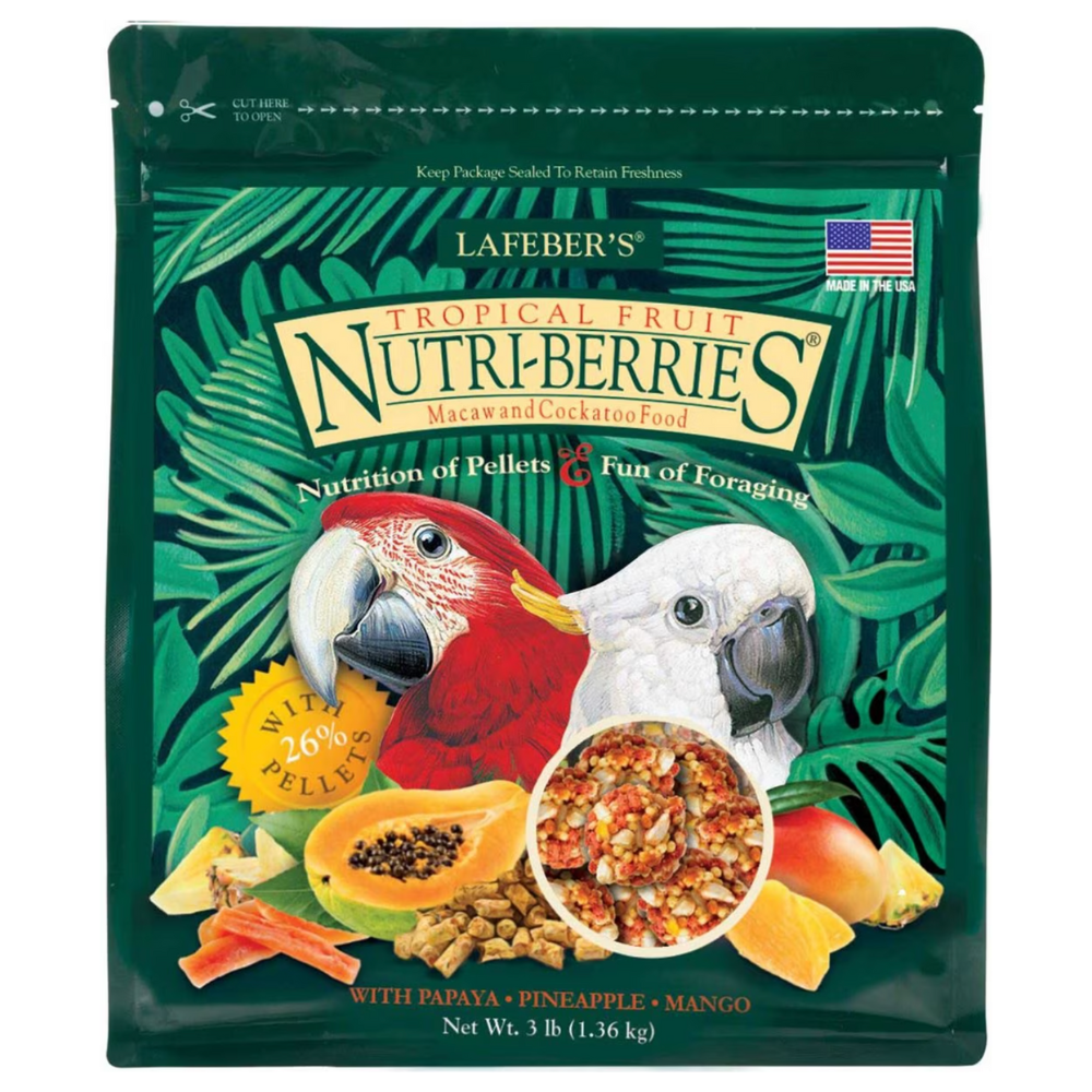 Lafeber Tropical Fruit Nutri-Berries Macaw & Cockatoo Food. 3-lb bag. Bundle of 2