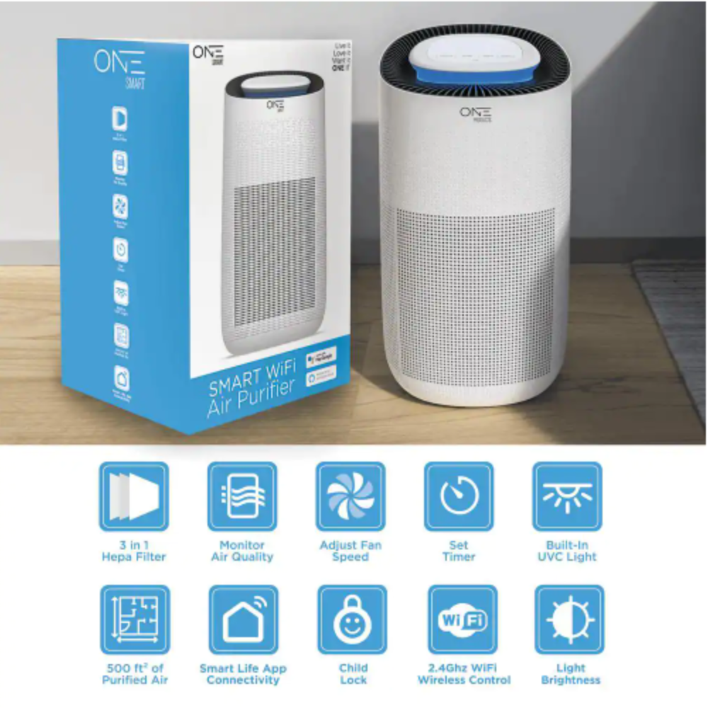 One Smart Consumer Electronics Gear Athena Smart Air Purifier with Voice Control HEPA Filter Included