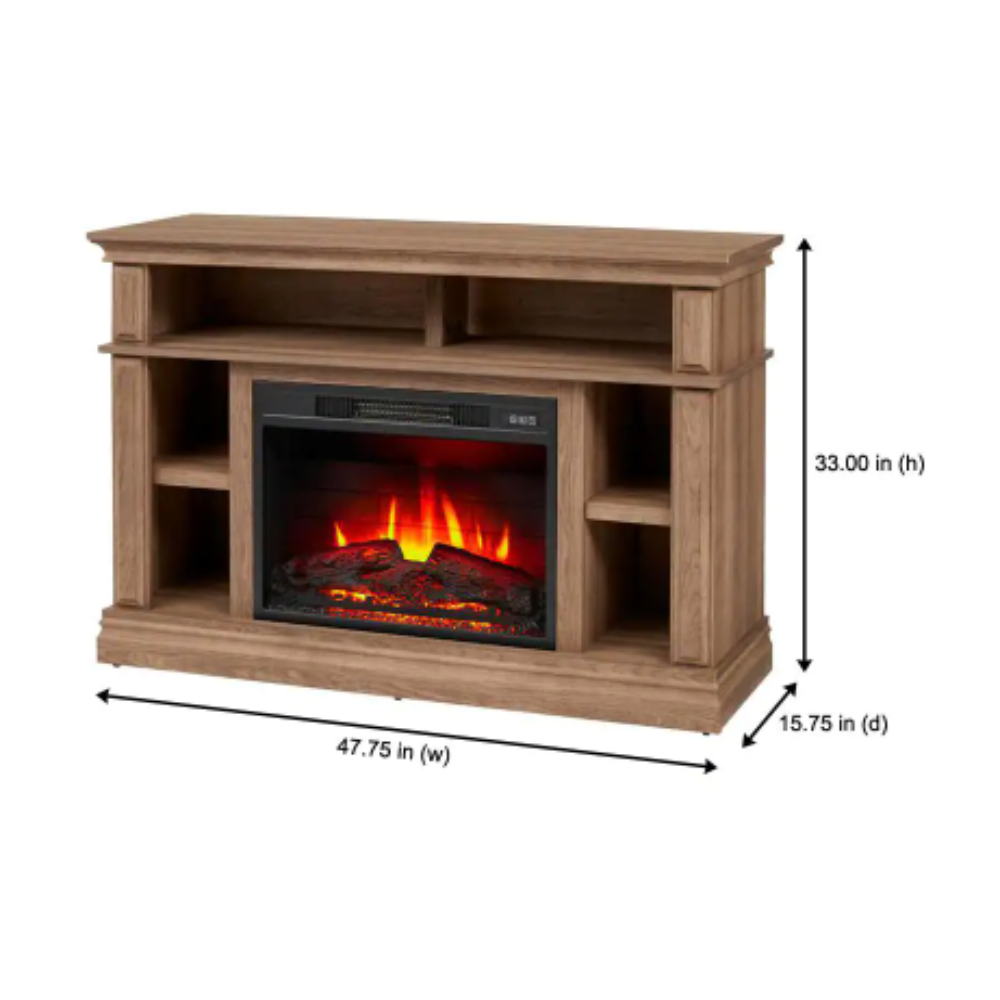 StyleWell Wolcott 48 in. Media Console Electric Fireplace in Prairie Ash