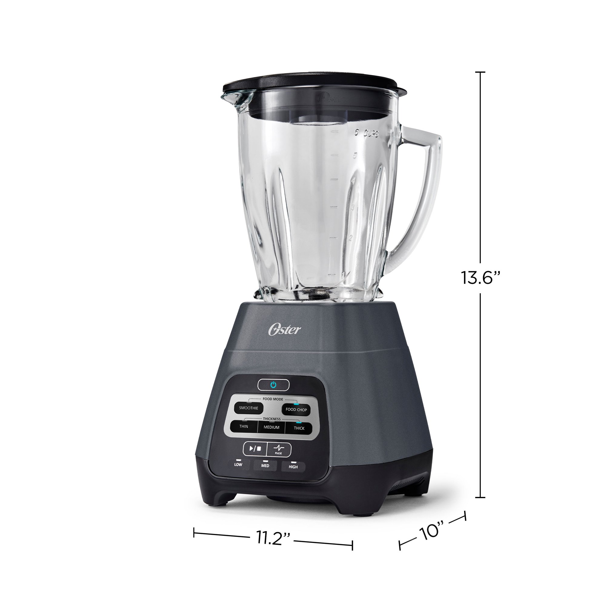 Oster Master Series Blender with Texture Select Settings. Blend-N-Go Cup and Glass Jar. Gray