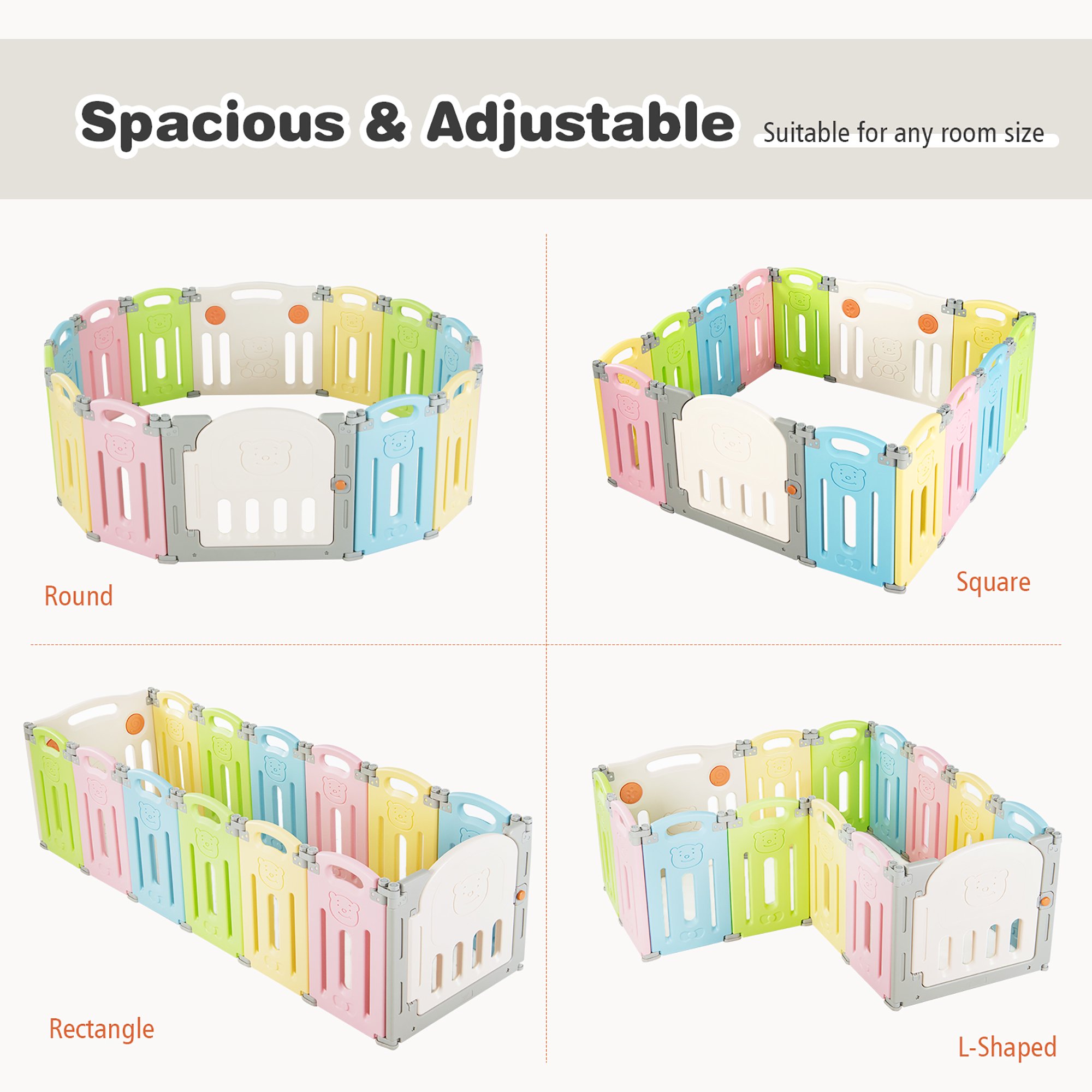 Costway 14 Panel Foldable Baby Playpen Kids Activity Center Safety Play Yard w/Lock Door