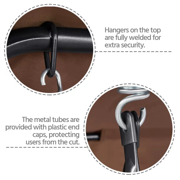 SmileMart 3-Seat Patio Canopy Porch Hanging Swing Chair for Outdoor. Dark Brown