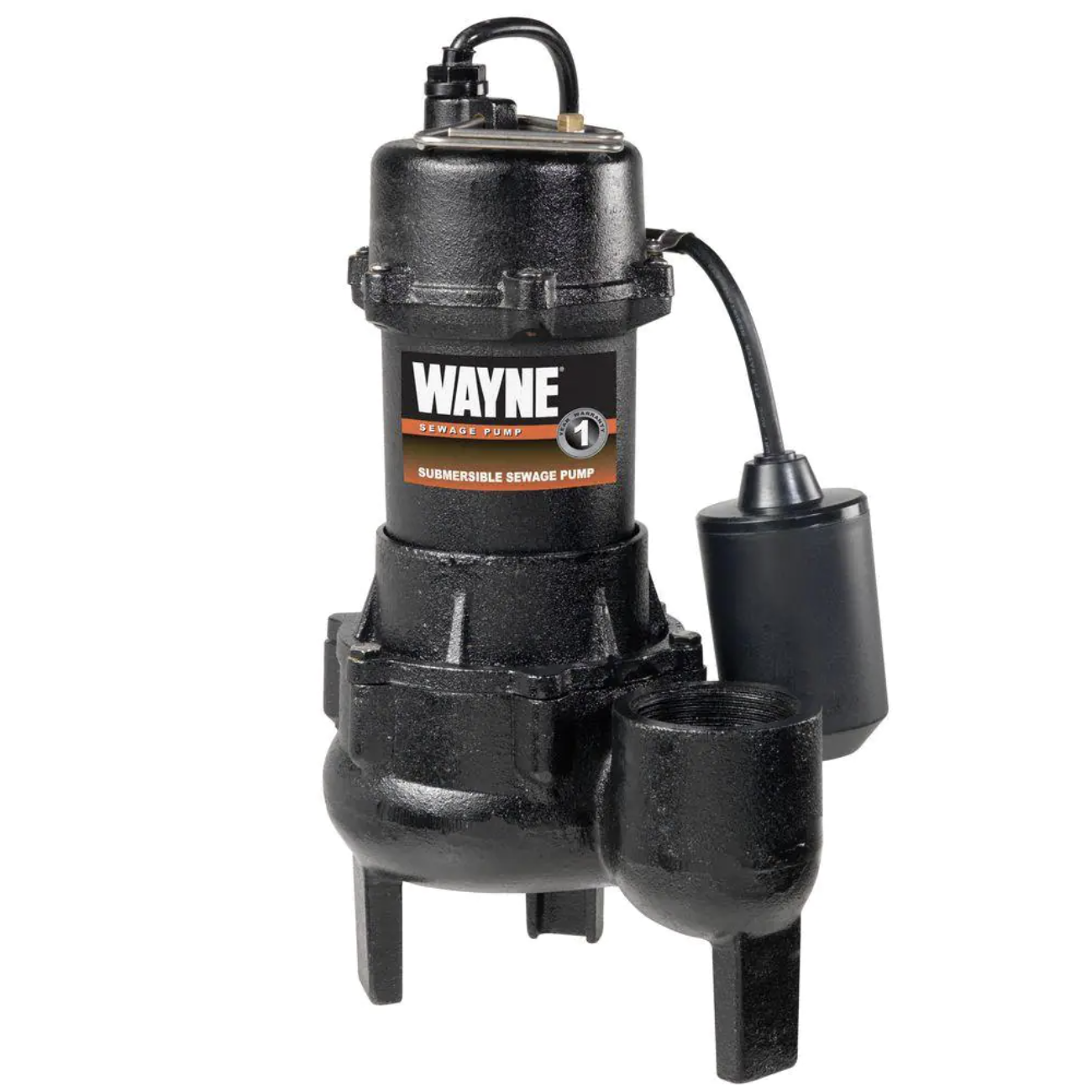 Wayne RPP 0.5 hp. Cast Iron Submersible Sewage/Effluent w/tether float Pump