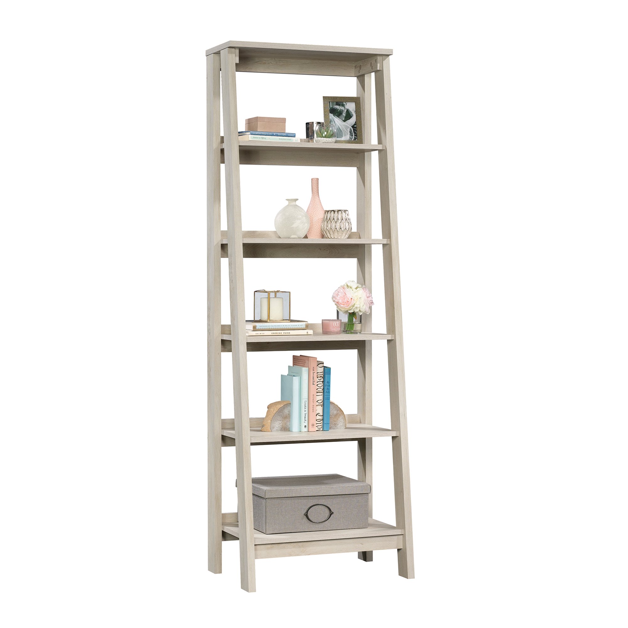 Sauder Trestle 5-Shelf Bookcase. Chalked Chestnut Finish