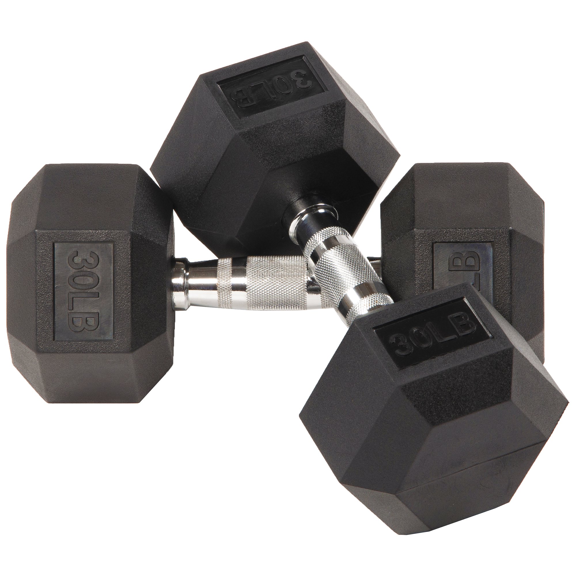 BalanceFrom Rubber Hex Dumbbells. 30 lbs Pair. Black