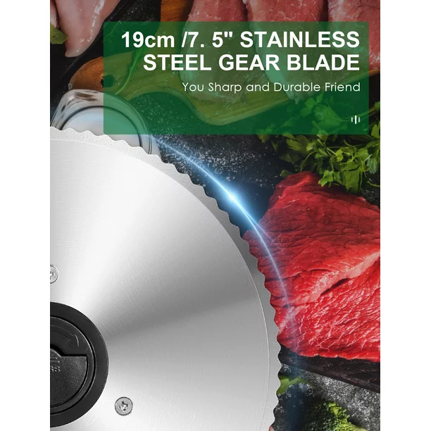 Aicok Meat Slicer with 7.5″ Removable Stainless Steel Blade. Cuts Meat. Cheese. Bread