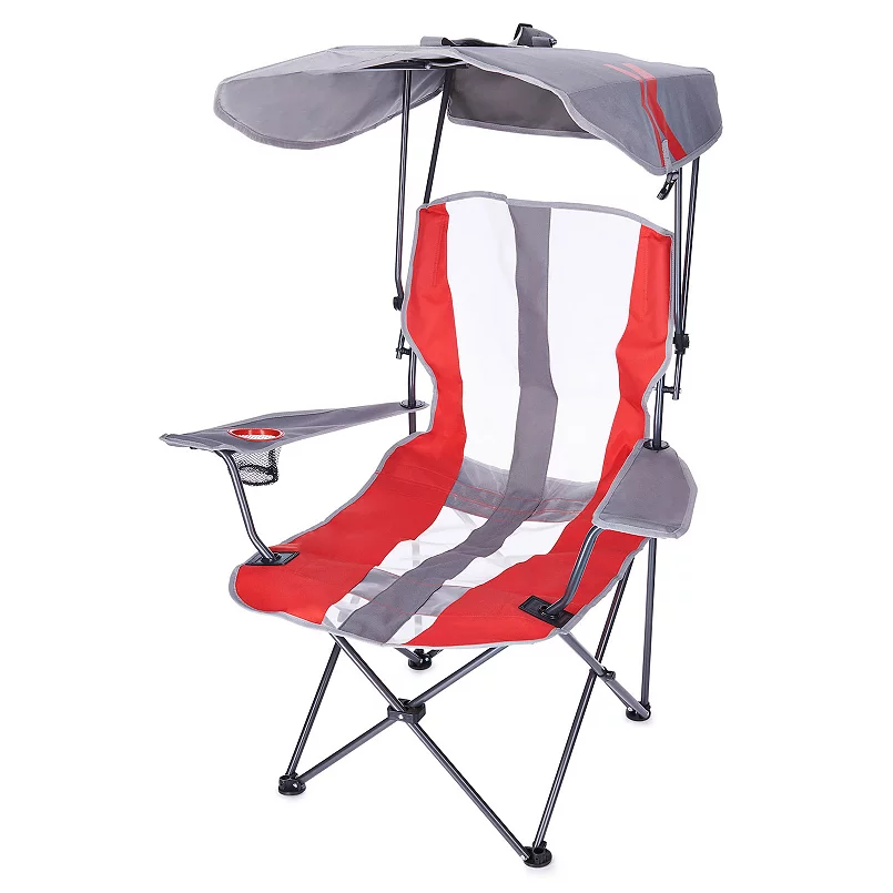 Kelsyus Premium Foldable Outdoor Lawn Camping Chair with Cup Holder and Canopy. Red