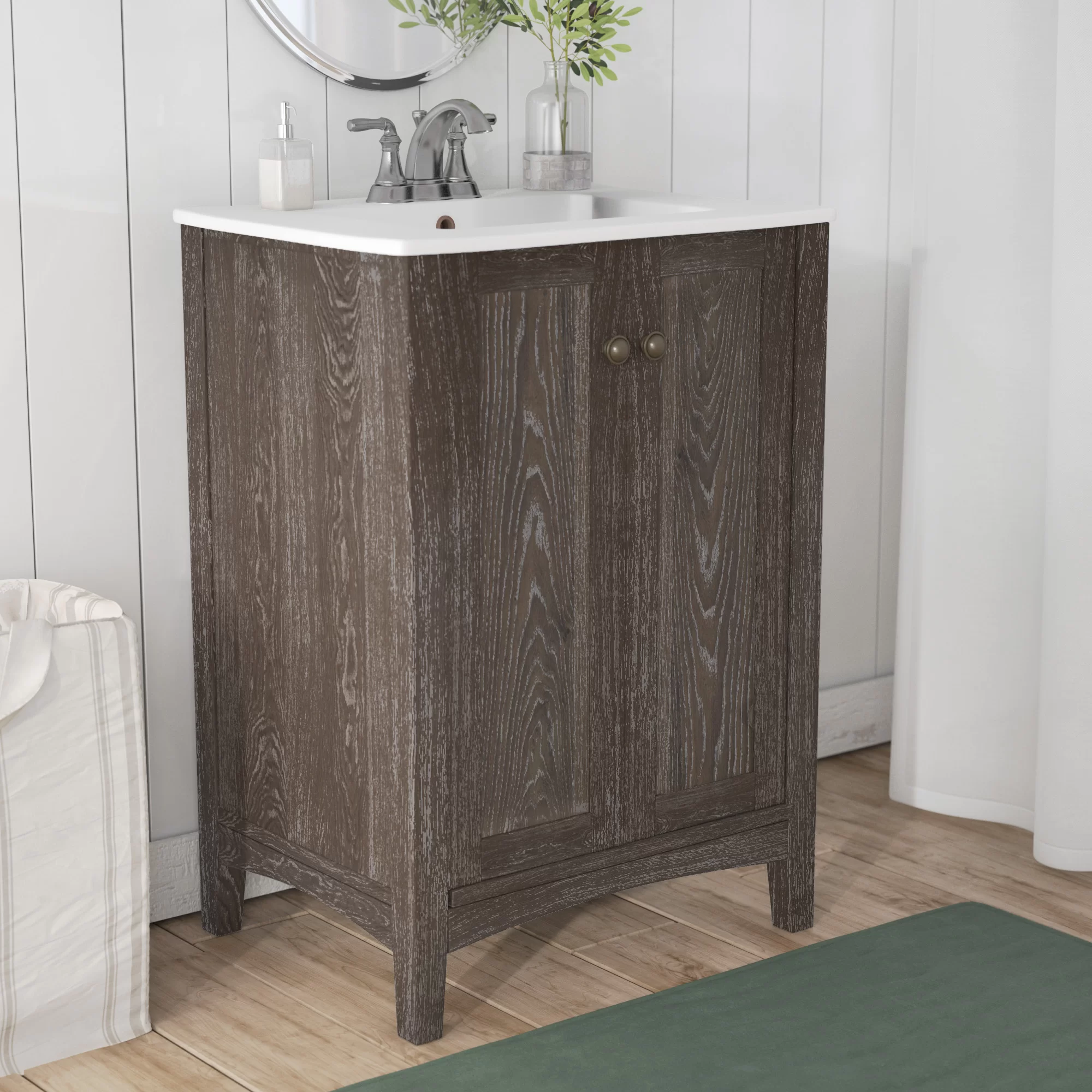 Andover Mills Miltonsburg 24” Free-standing Single Bathroom Vanity. Weathered Oak