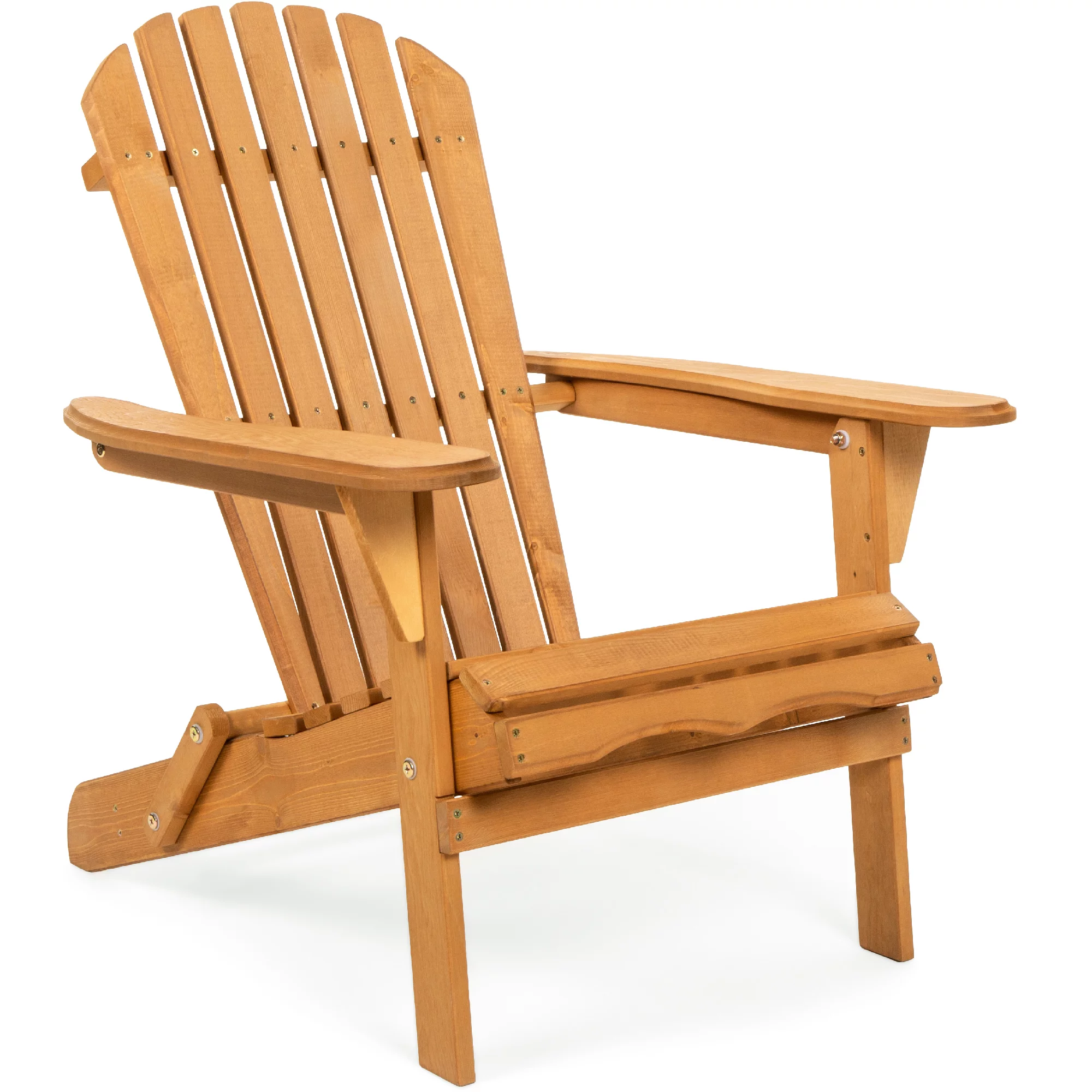 Best Choice Products Folding Adirondack Chair with Natural Finish