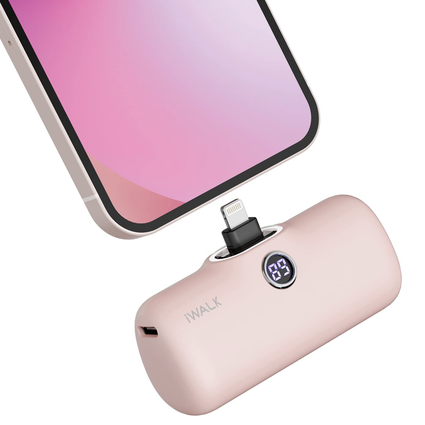 iWALK Portable Charger 4800mAh Power Bank Fast Charging. Compatible with iPhone. Pink