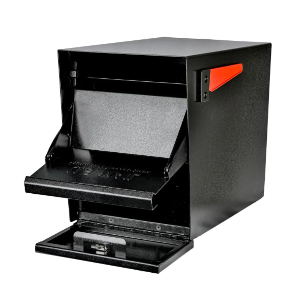 Mail Boss Package Master Locking Post-Mount Mailbox with High Security Reinforced Patented Locking System. Black
