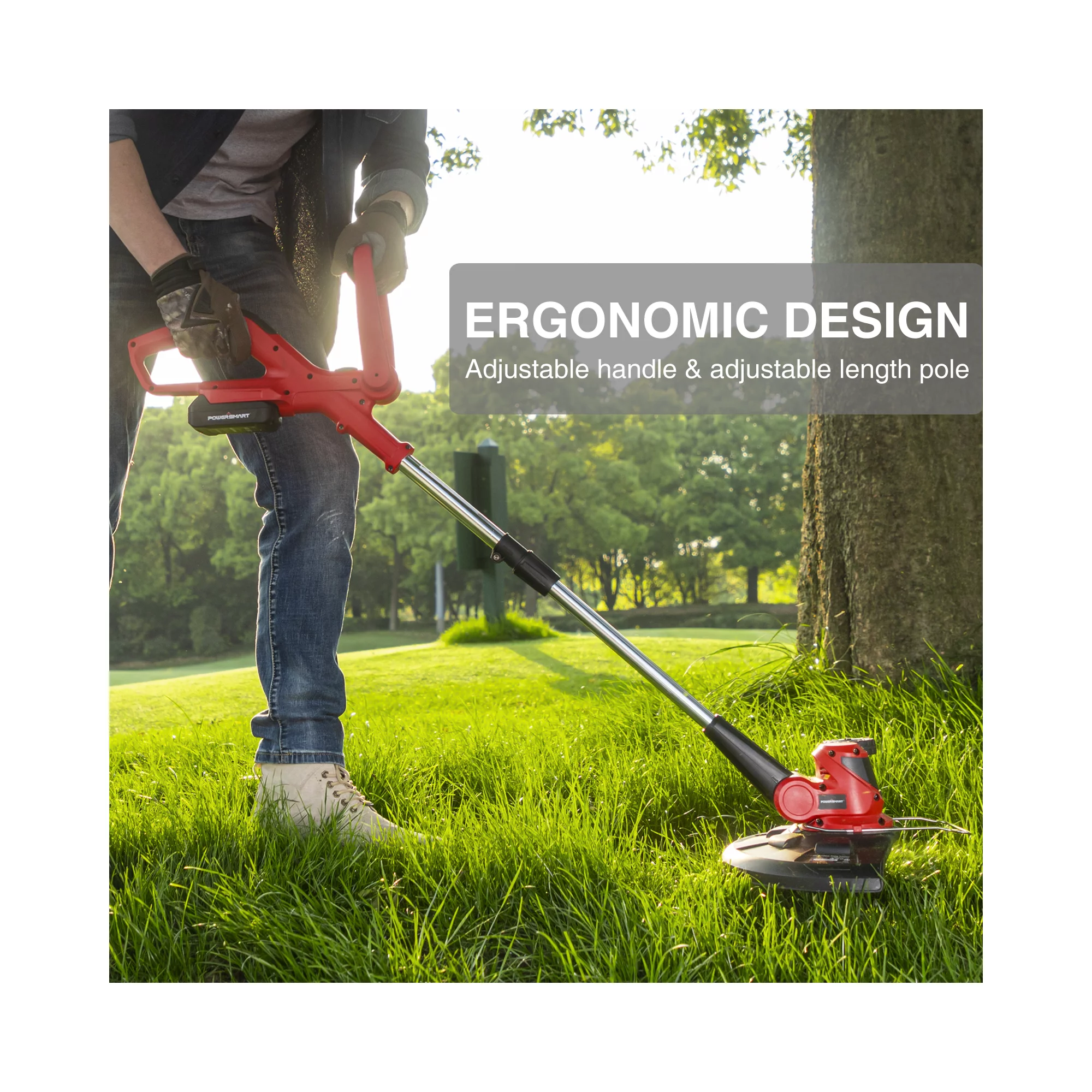 PowerSmart 20V 10-inch Cordless String Trimmer. 2 Ah Battery and Charger Included