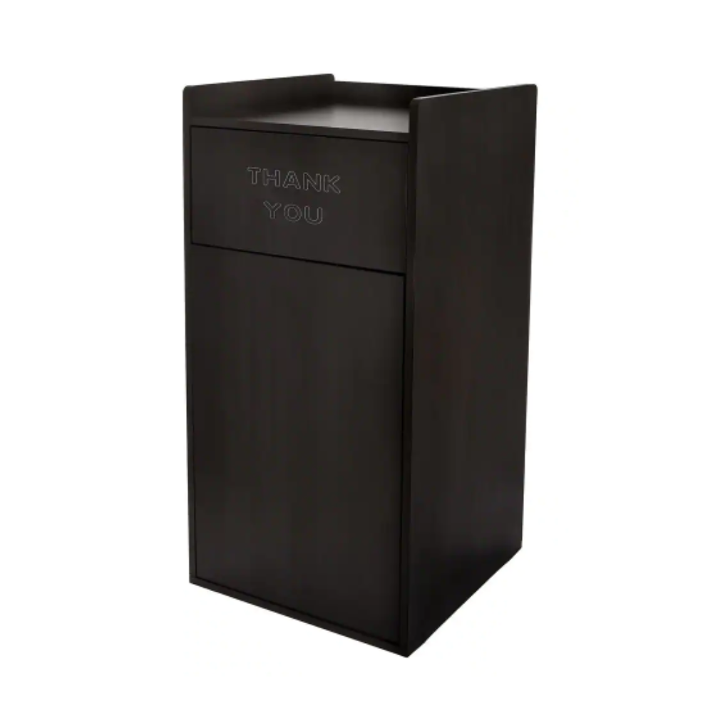 Alpine Industries 40 Gal. Black Wood Commercial Tray Top Waste Enclosure Trash Receptacle