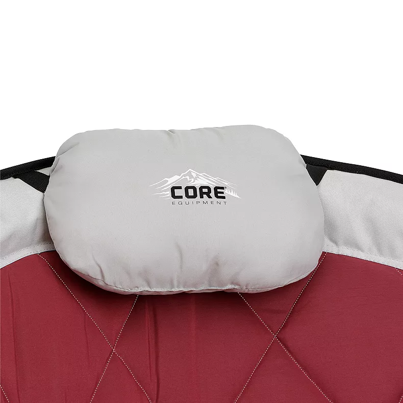 Core Equipment Oversized Padded Round Moon Outdoor Camping Folding Chair. Wine