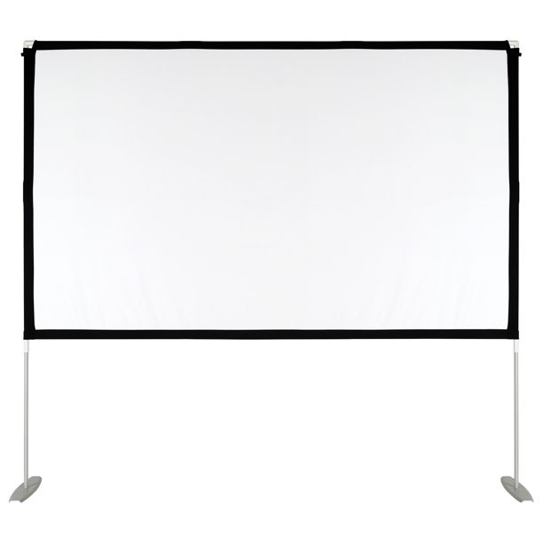 Onn. 100″ Portable Indoor/Outdoor 16:9 Theater Projection Screen. Detachable Legs. White. 100024196