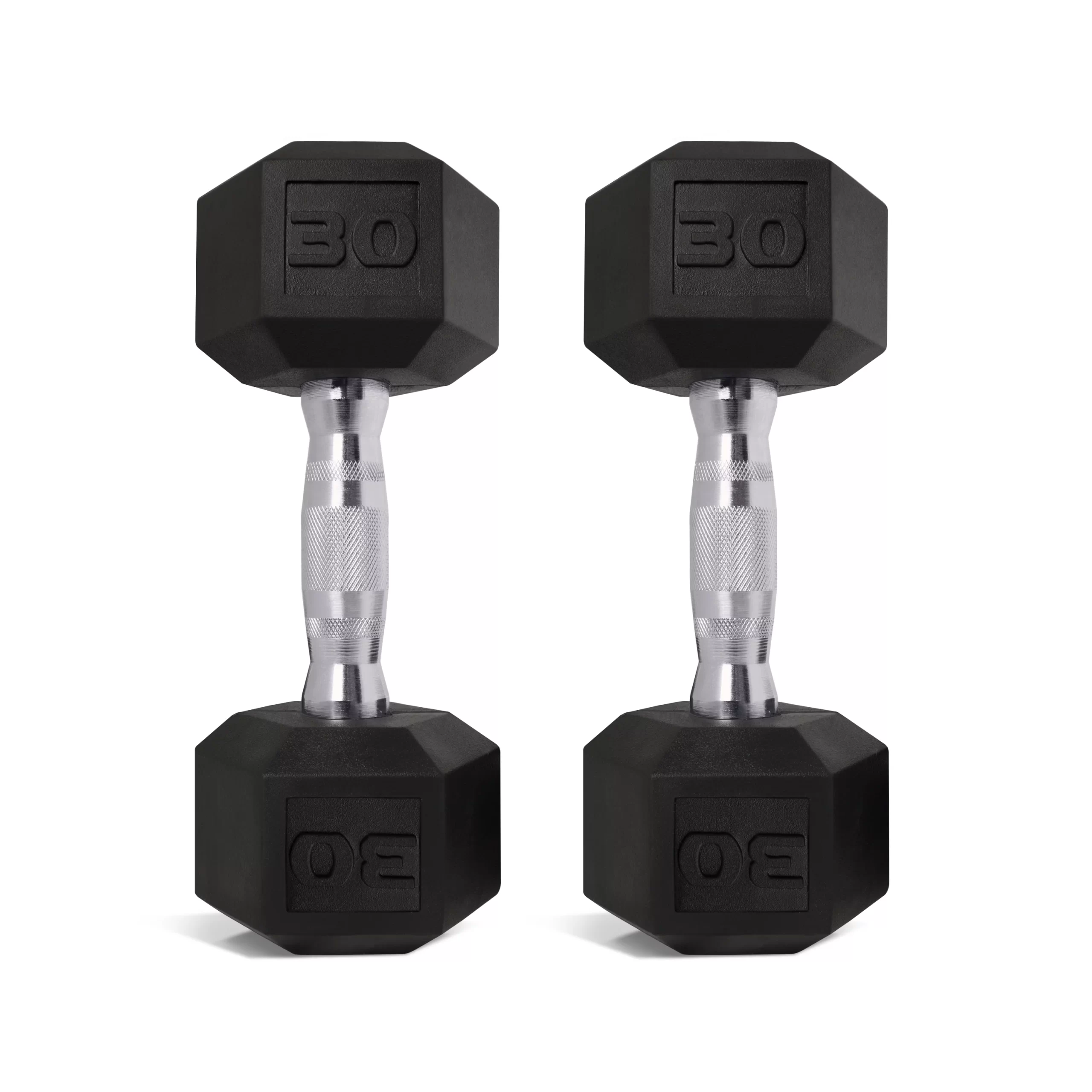 CAP Barbell. 30lb Coated Rubber Hex Dumbbell. Pair (Ships in 2 Boxes)