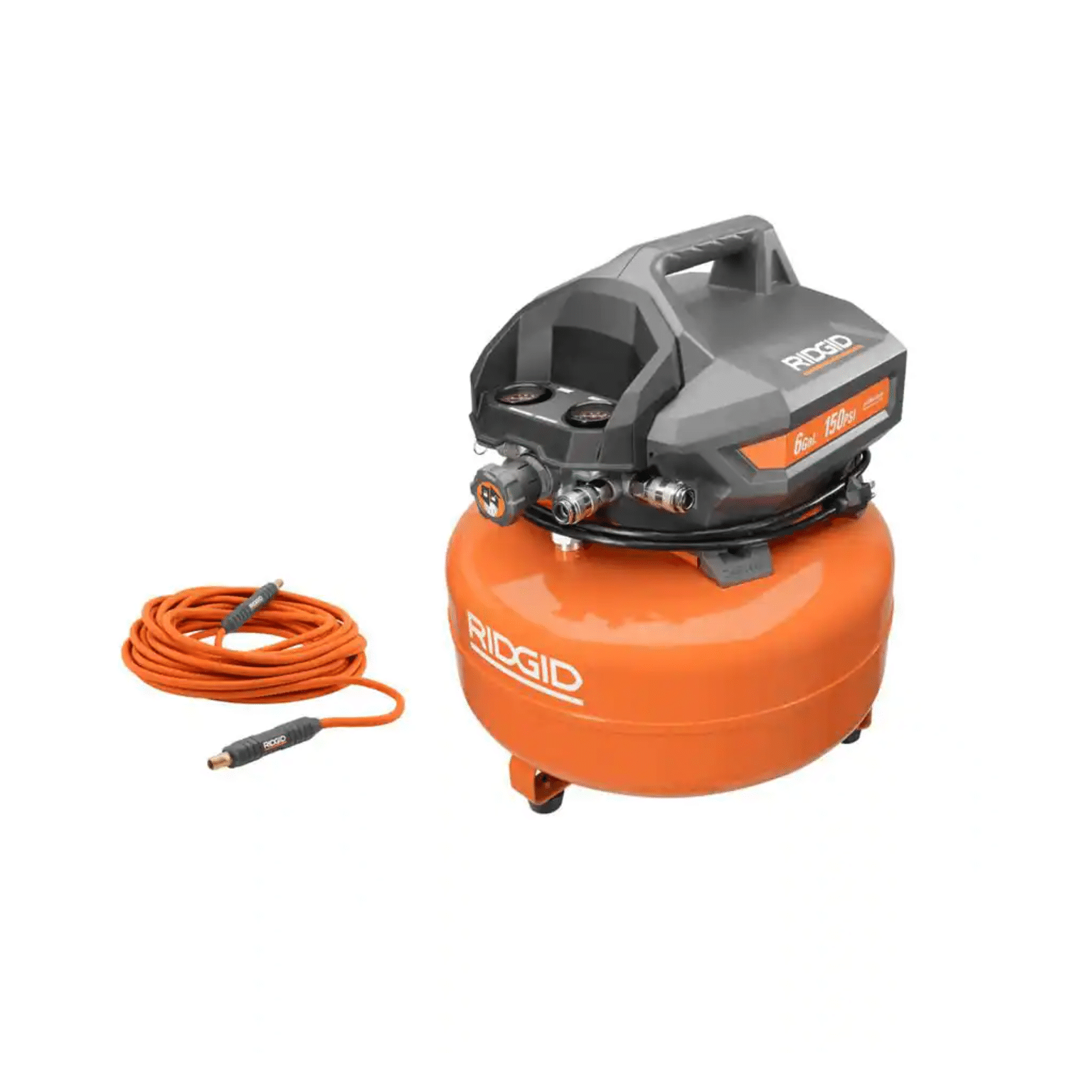 Ridgid 6 Gal. Portable Electric Pancake Air Compressor with 1/4 in. 50 ft. Lay Flat Air Hose (OF60150HB-R5025LF)