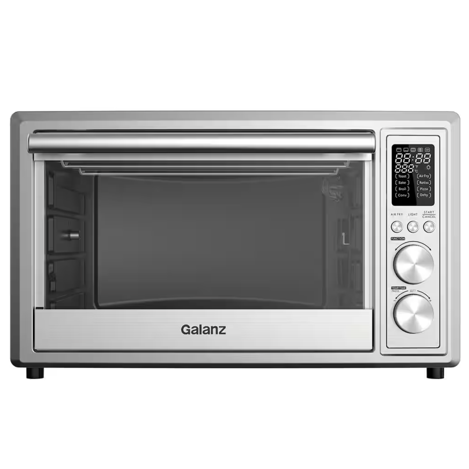 Galanz 1.1 Cu. Ft. 1800-Watt 6-Slice Stainless Steel Toaster Oven with Convection. Air Fryer and Rotisserie
