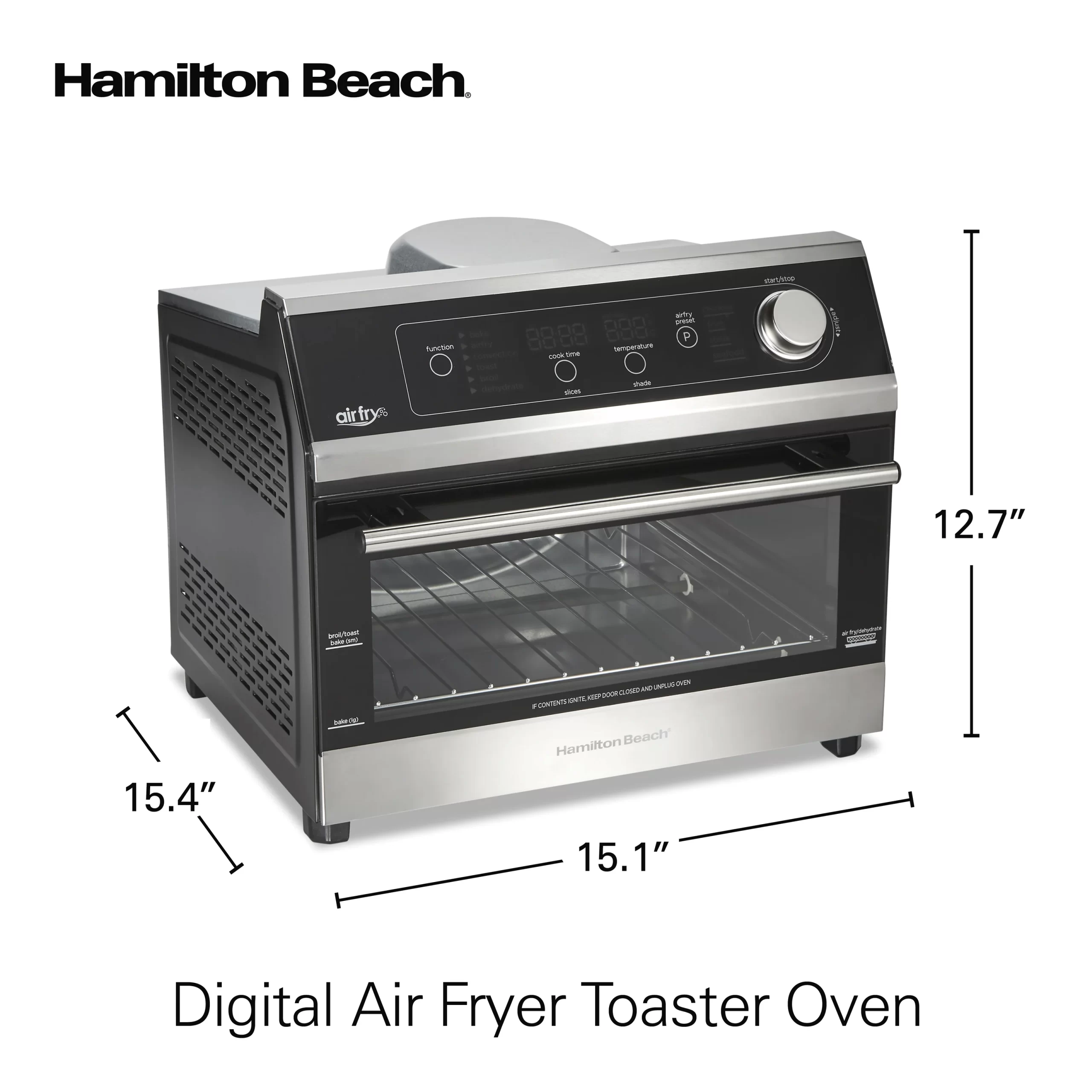 Hamilton Beach Digital Air Fryer Toaster Oven 6 Slice Capacity Black 31220