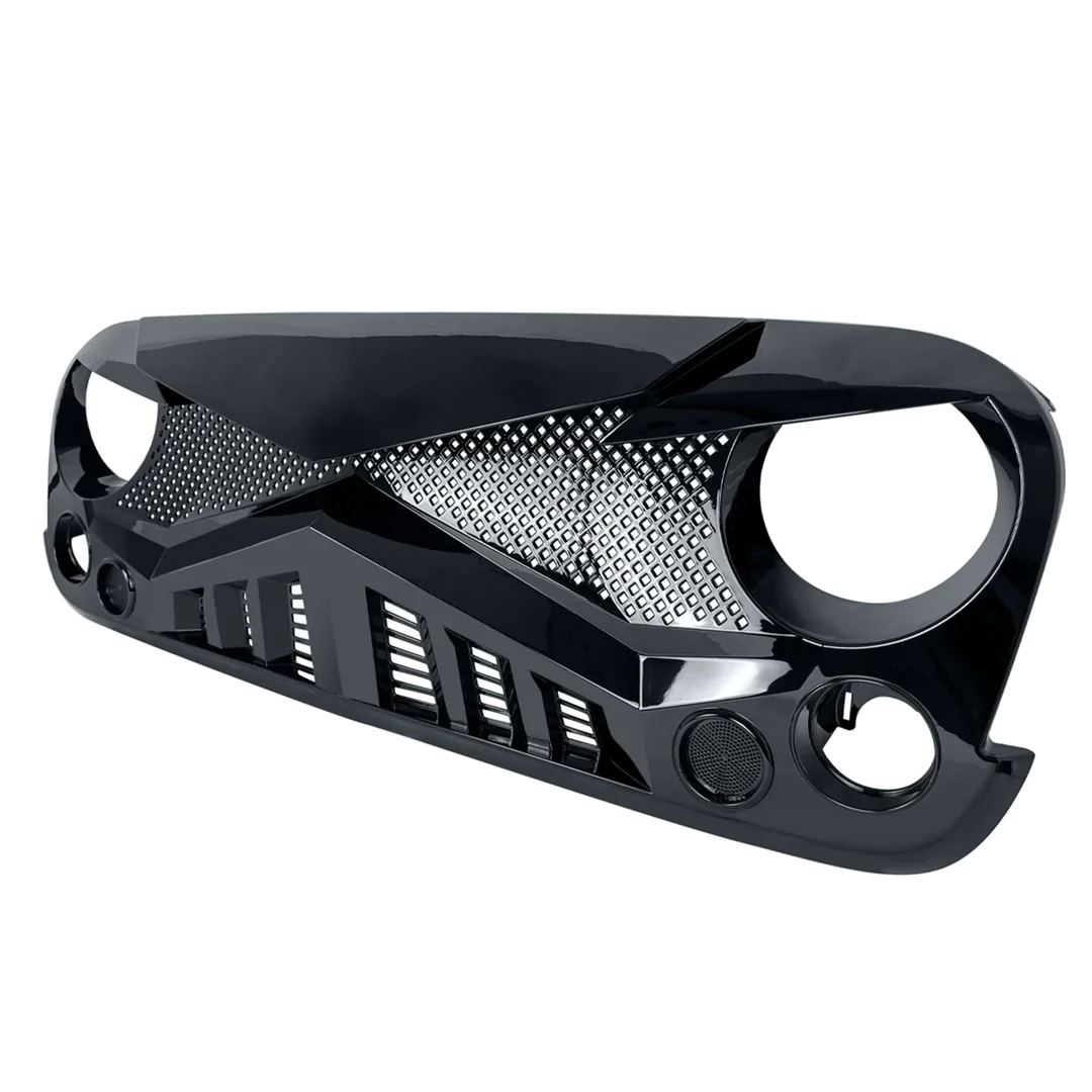 American Modified Front Hawke Grille for 2007-2018 Jeep Wrangler. Glossy Black