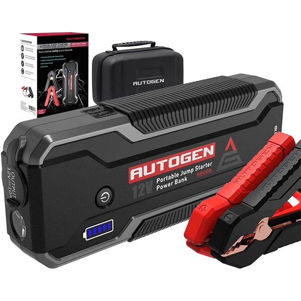 Autogen 4500A 32000mAh Black Jump Starter Battery Pack for 10.0L+ Gas & Diesel