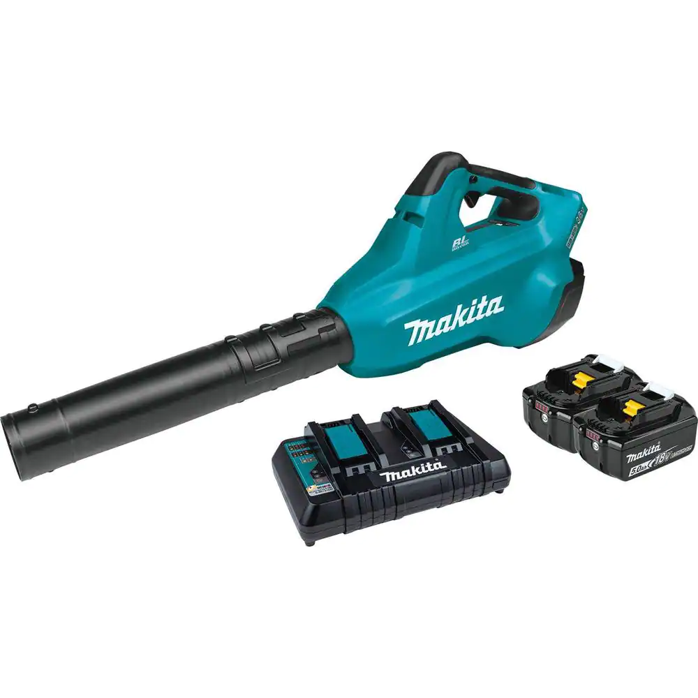 Makita 120 MPH 473 CFM 18-Volt X2 (36-Volt) LXT Lithium-Ion Brushless Cordless Blower Kit With 2 Batteries 5.0Ah And Charger