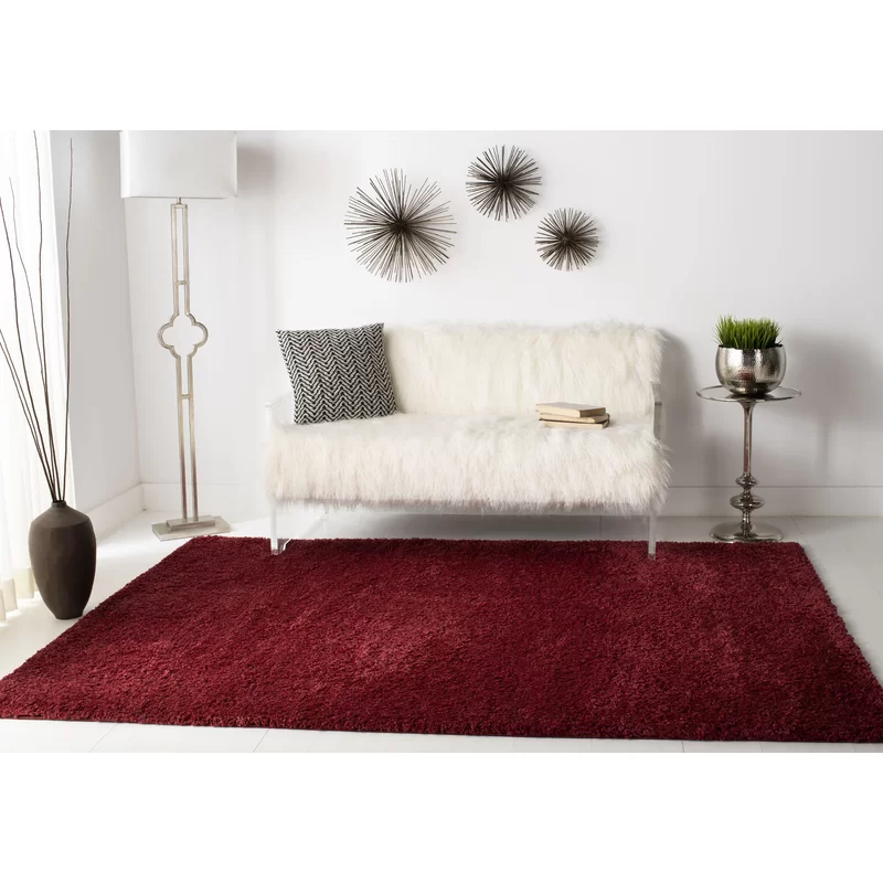 Wade Logan Jiang Machine Woven / Power Loomed Performance Burgundy Rug