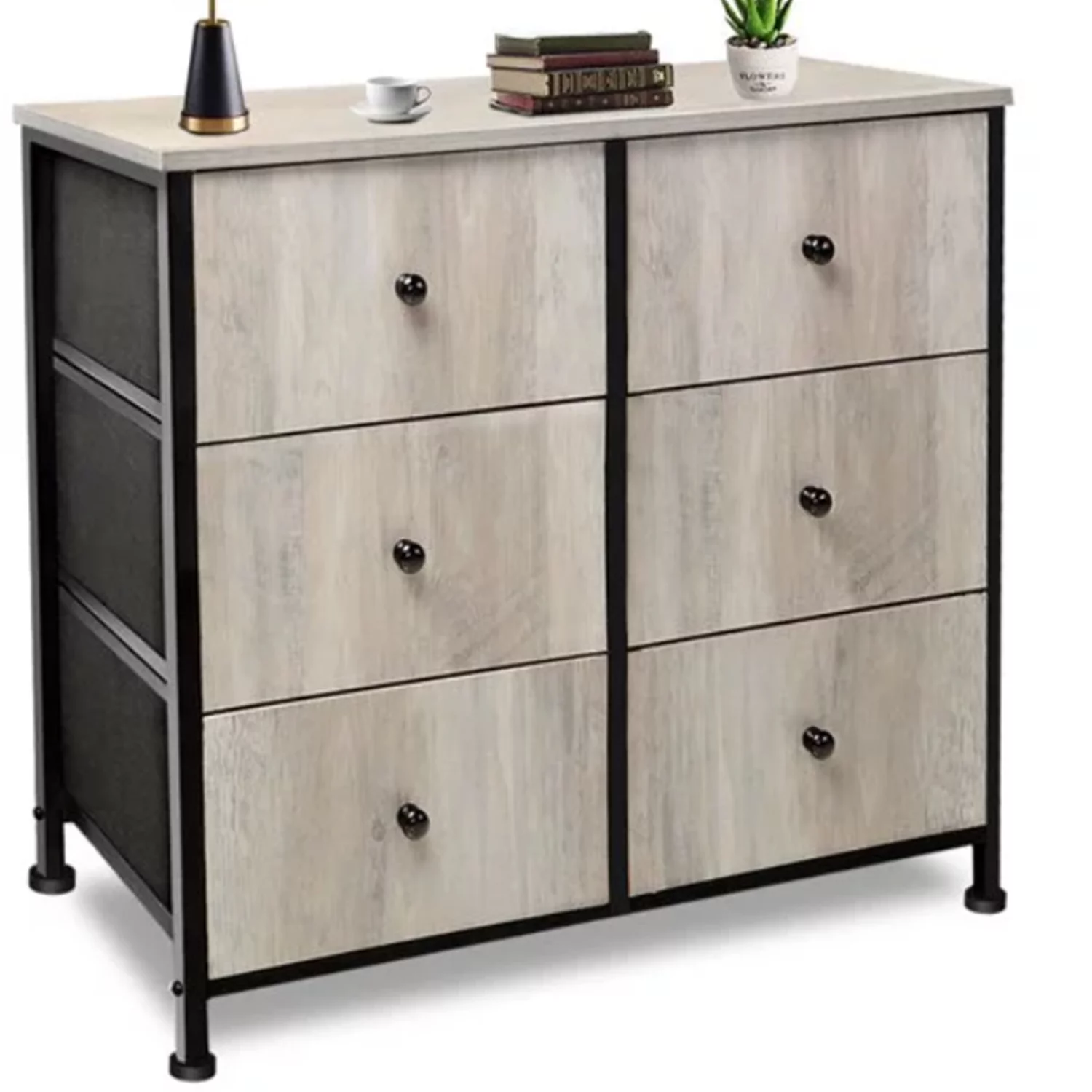 Cheflaud Drawer Dresser. Wide 6 Fabric Storage Drawers. Bedroom Furniture Set Chester Drawers. Greige