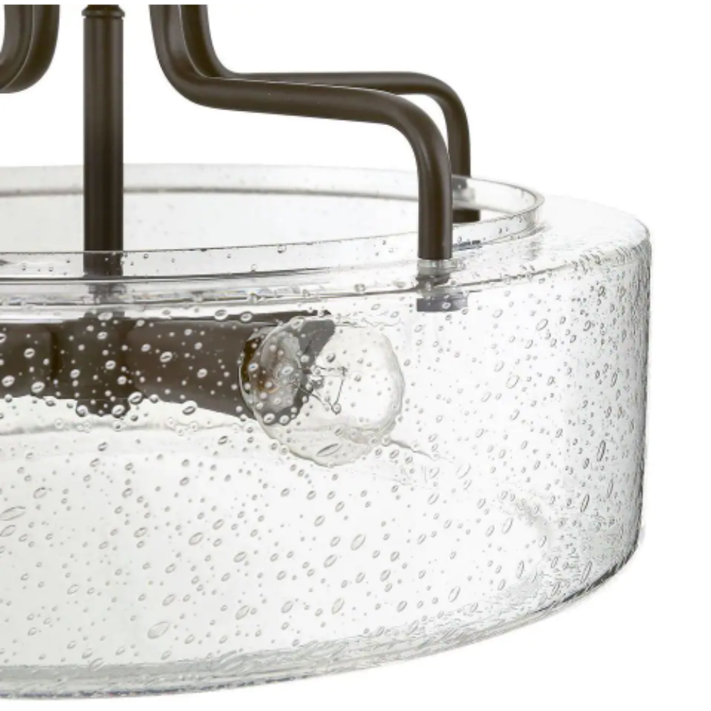 LNC Modern Oil Rubbed Bronze Drum 12 in. 4-Light Semi-Flush Mount Ceiling Light with Seeded Glass Shade