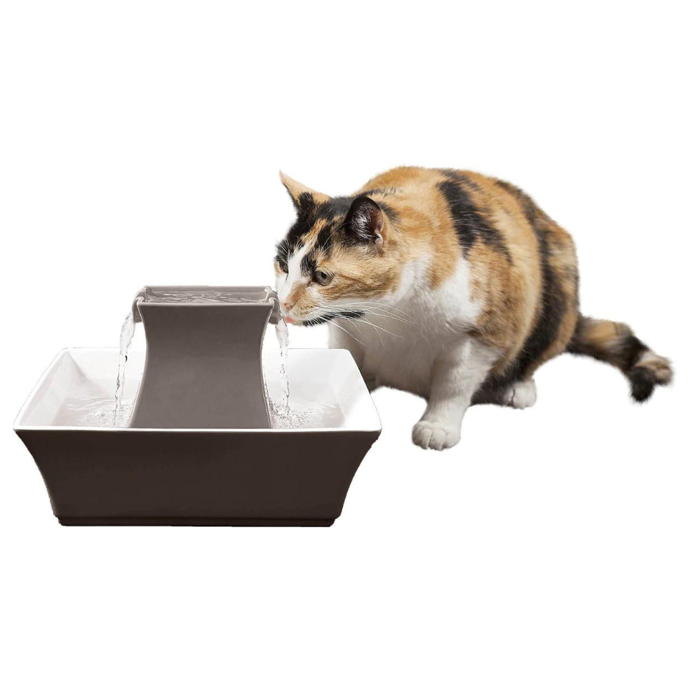 Drinkwell Pagoda Ceramic Dog & Cat Fountain. Taupe