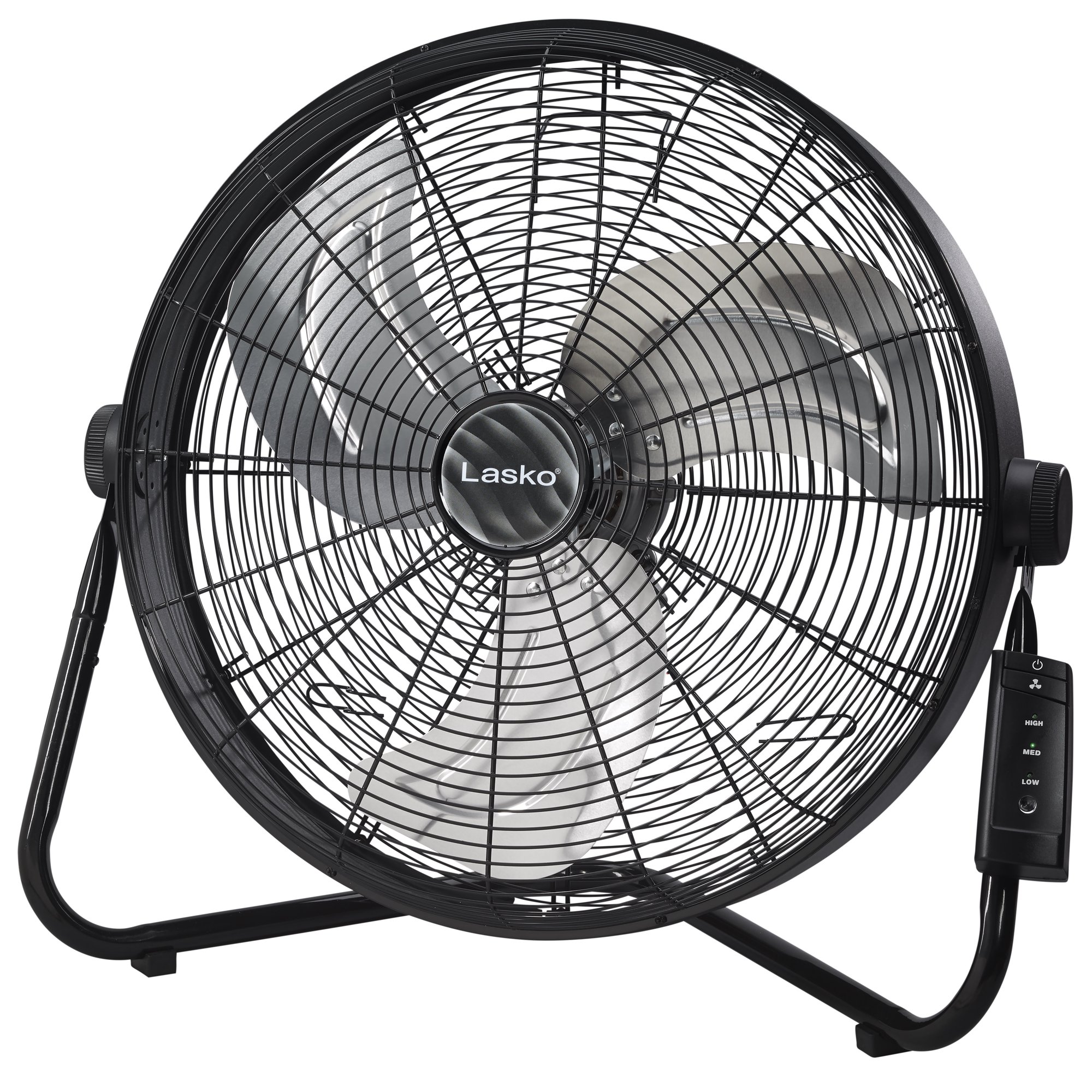 Lasko 20″ 3-Speed Pivoting High Velocity Utility Floor or Wall Mount Fan with Remote. Black