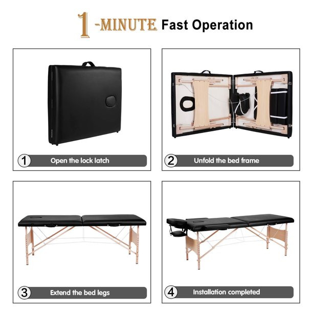 MaxKare 2 Folding Massage Table Portable Facial SPA Professional Massage Bed