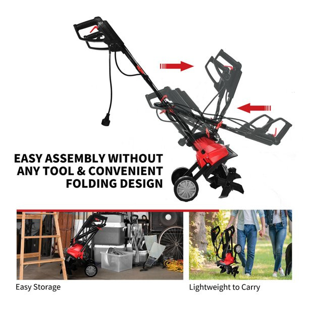 Gymax 14” 10 Amp Corded Electric Tiller And Cultivator 9” Tilling Depth. Red