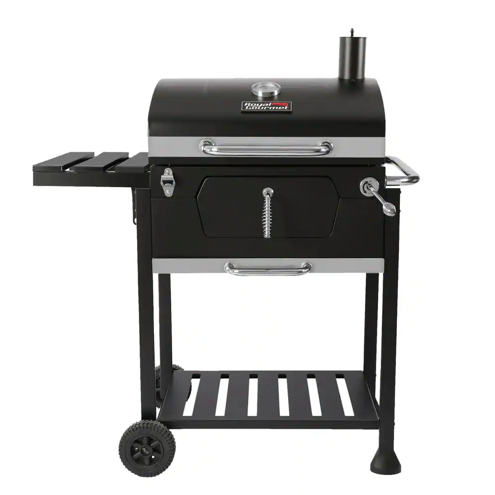 Royal Gourmet 24 In. Charcoal Grill In Black With 1-Side Table