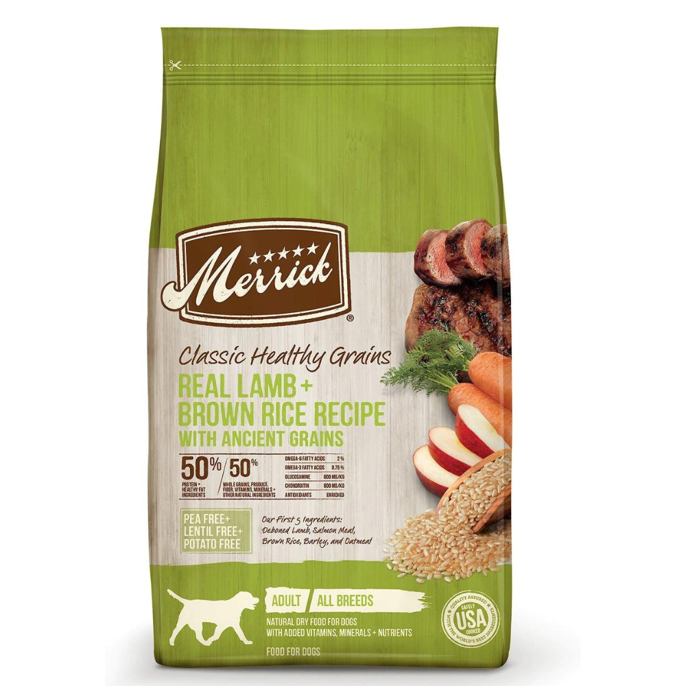 Merrick Classic Healthy Grains Lamb + Brown Rice. 25-lb bag