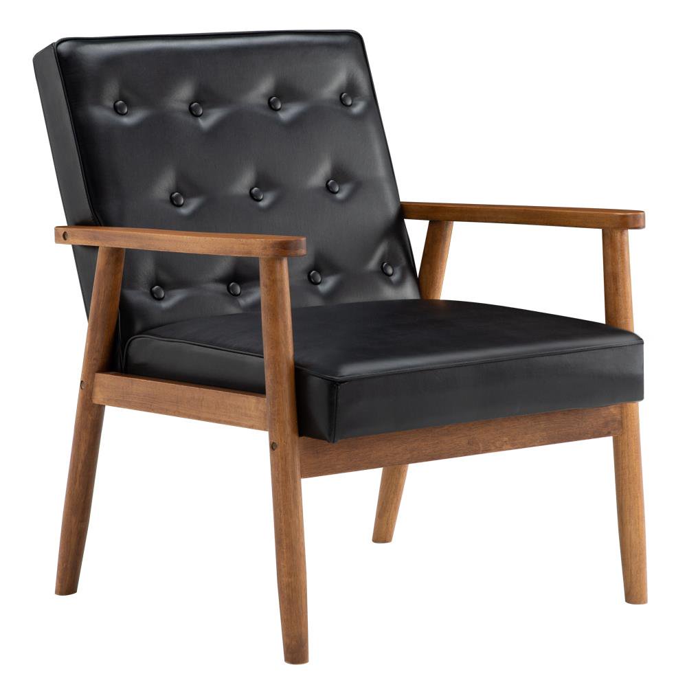Zimtown Mid-Century Accent Arm Chair Modern Legs Tufted Lounge Chair. Black
