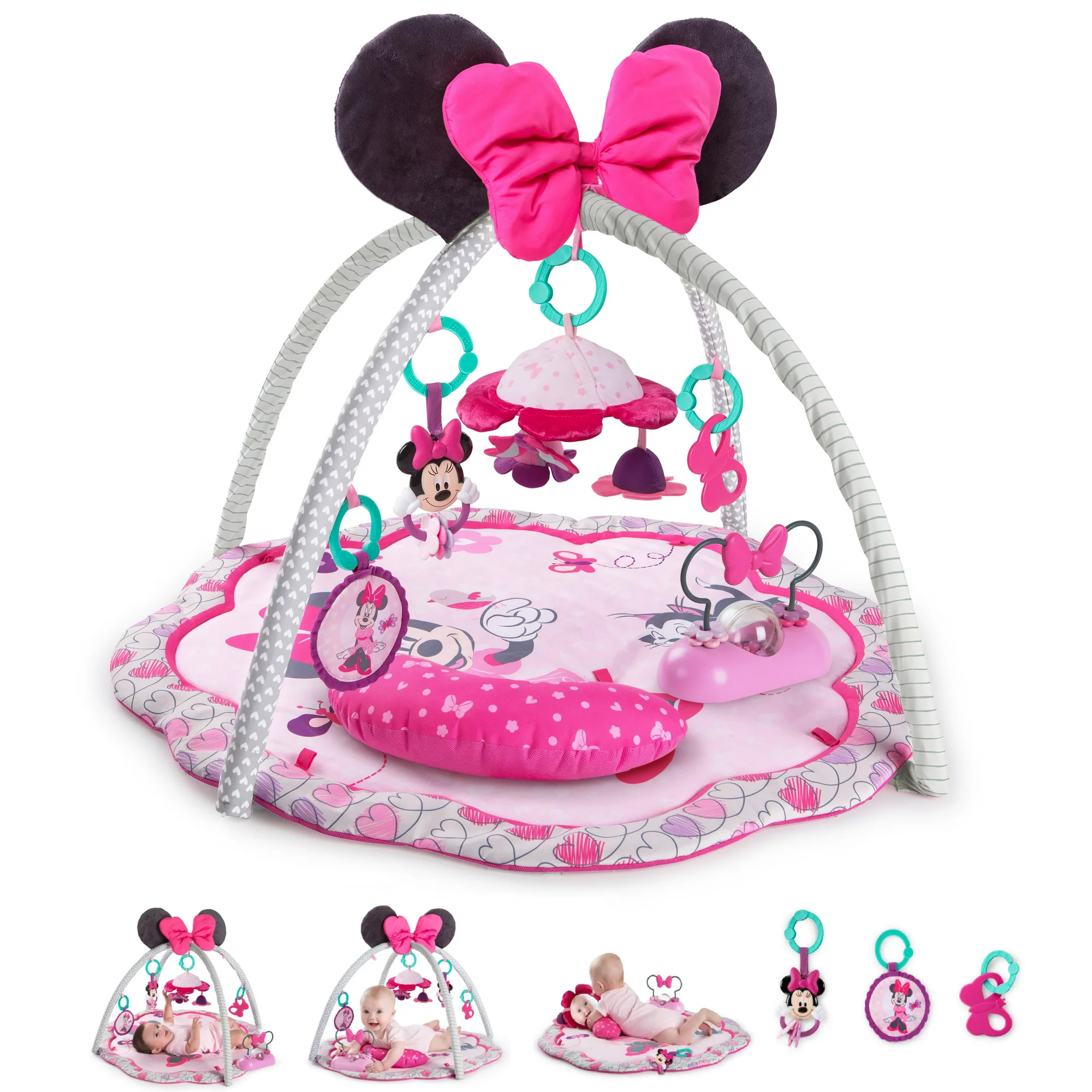 Bright Starts Disney Baby Minnie Mouse Garden Fun Activity Gym Play Mat with Melodies. Ages Newborn +. Garden Fun