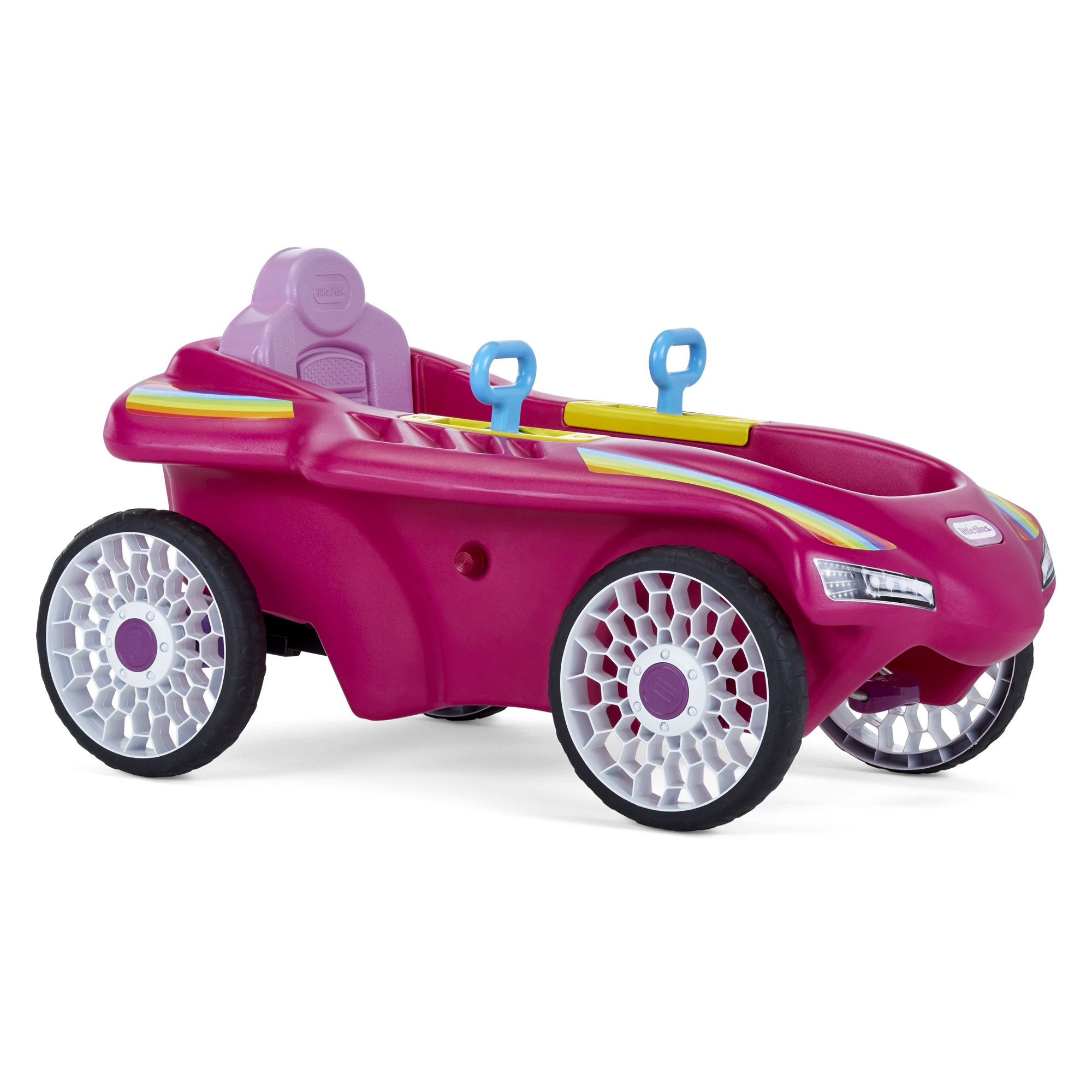 Little Tikes Jett Car Racer Ride-on Pedal Car in Pink. Adjustable Seat Back. Dual Handle Rear Wheel Steering. For Kid 3+ Years