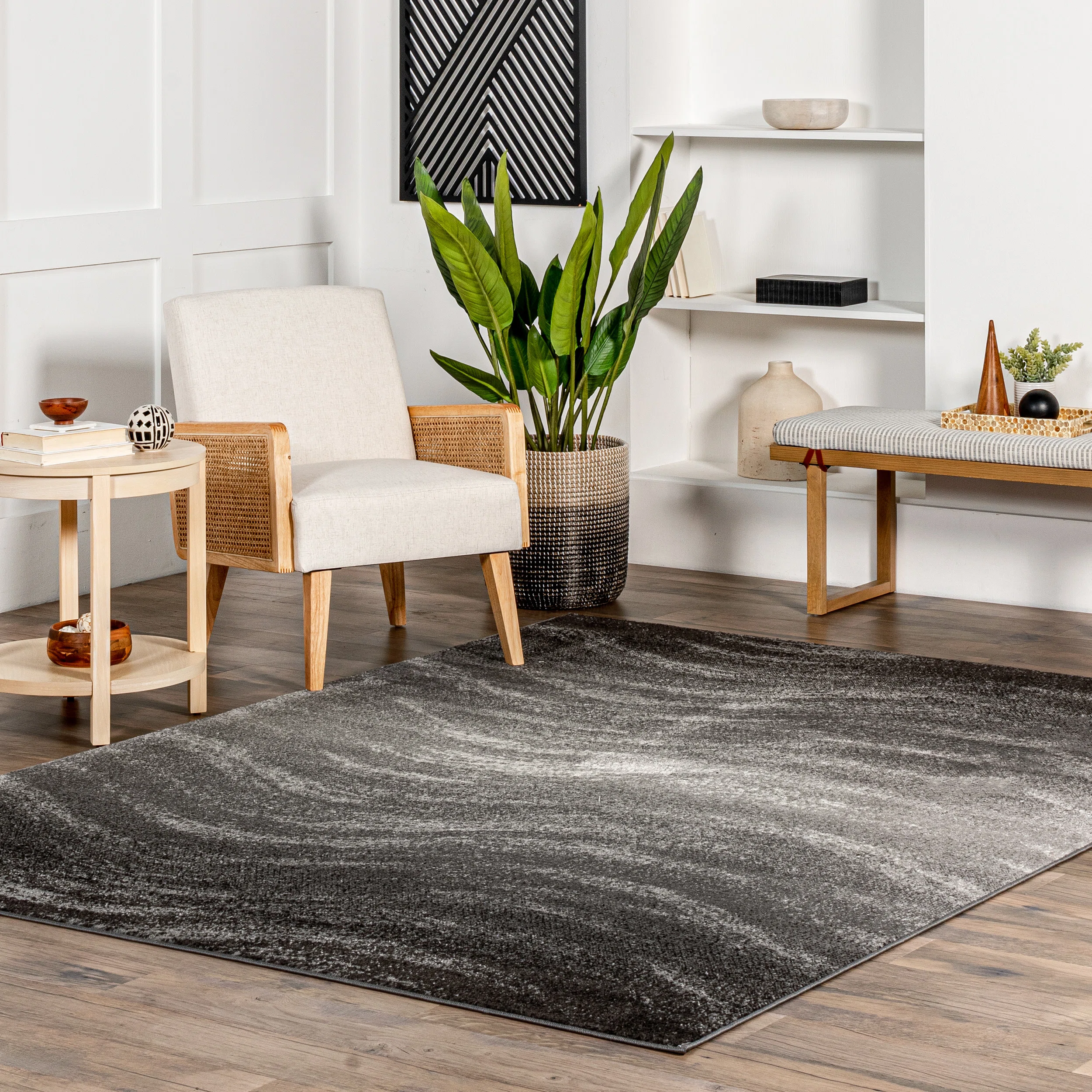 Wrought Studio Allysah Abstract Power Loom Performance Gray Rug